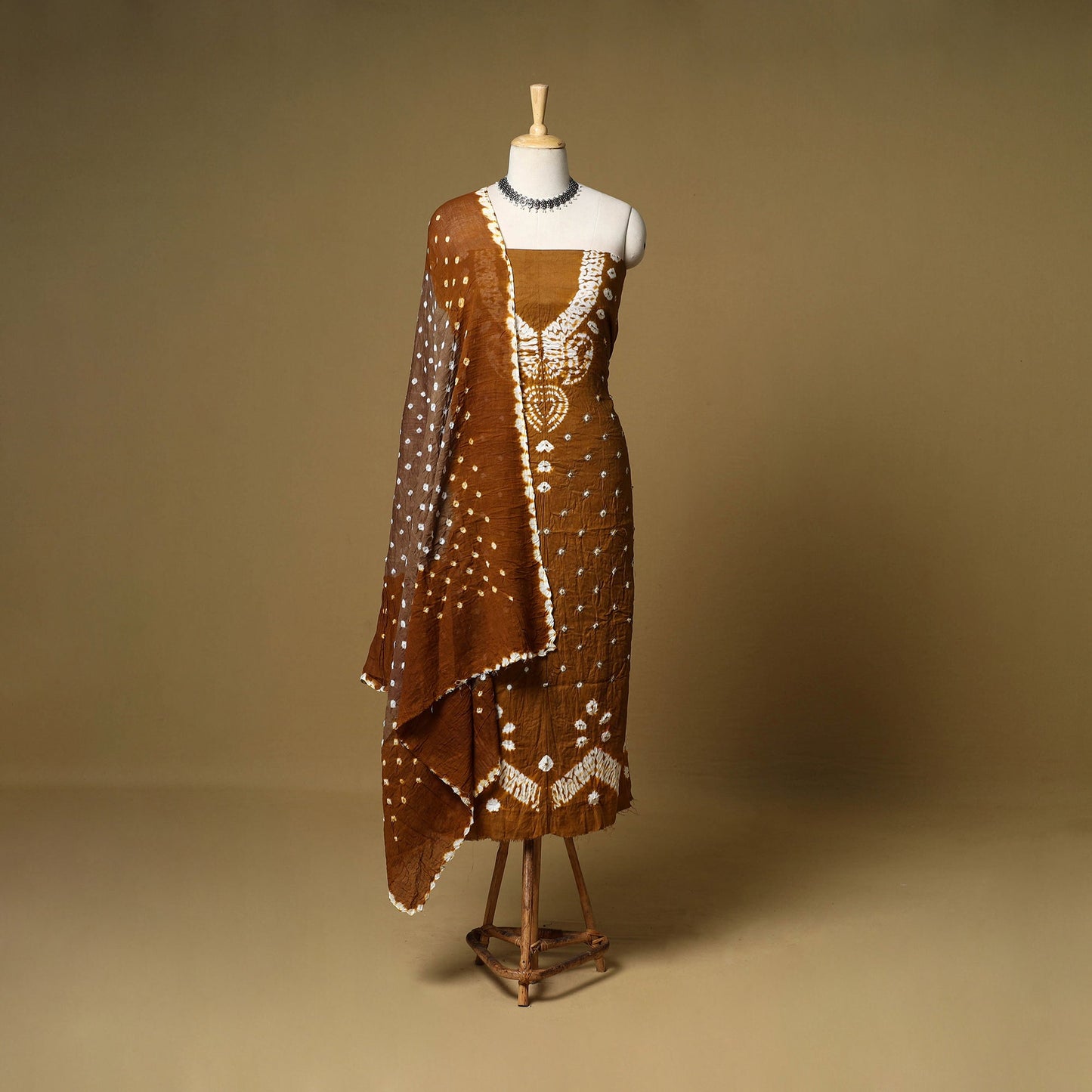 3pc kutch tie-dye satin cotton unstitched bandhani dress