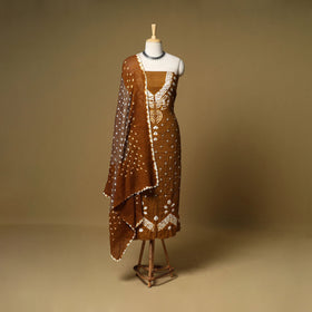 3pc kutch tie-dye satin cotton unstitched bandhani dress