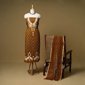 3pc kutch tie-dye satin cotton unstitched bandhani dress