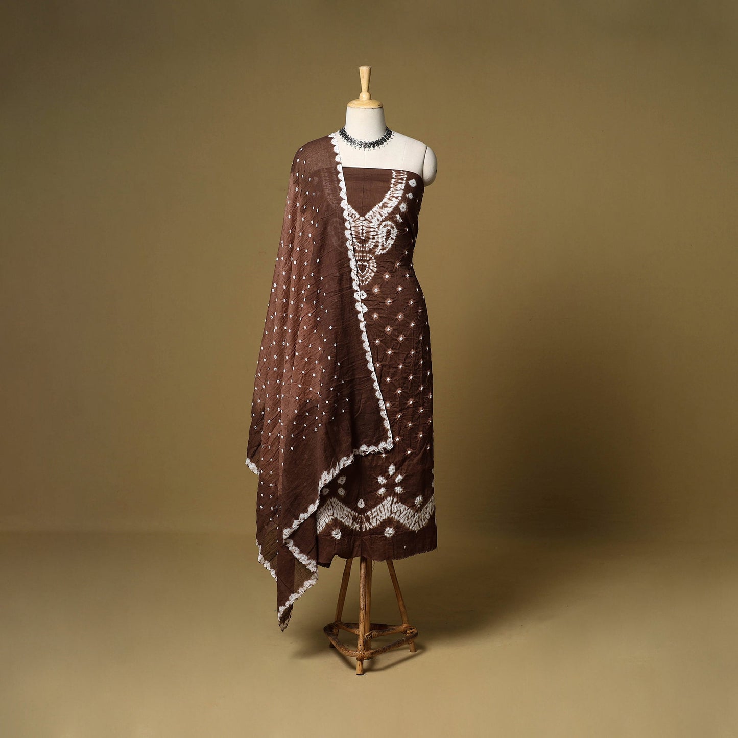 3pc kutch tie-dye satin cotton unstitched bandhani dress