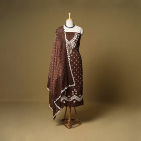 3pc kutch tie-dye satin cotton unstitched bandhani dress