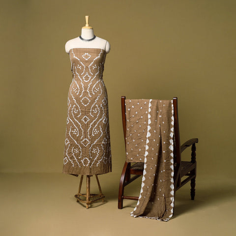 3pc kutch tie-dye satin cotton unstitched bandhani dress