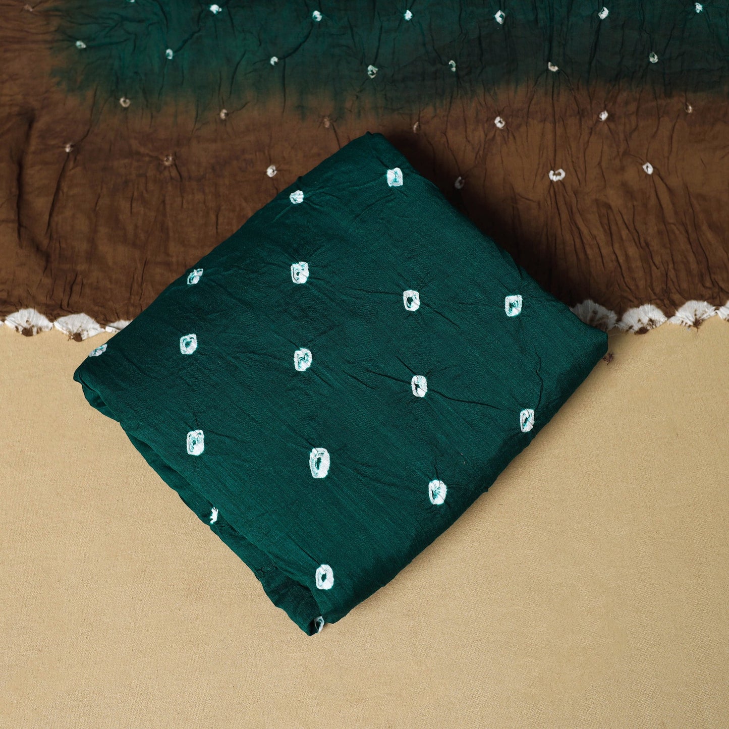 3pc kutch tie-dye satin cotton unstitched bandhani dress