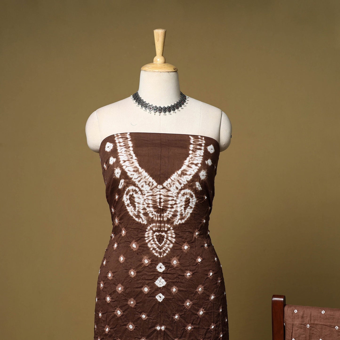 3pc kutch tie-dye satin cotton unstitched bandhani dress