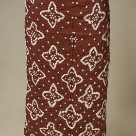 Brown - 3pc kutch tie-dye satin cotton unstitched bandhani