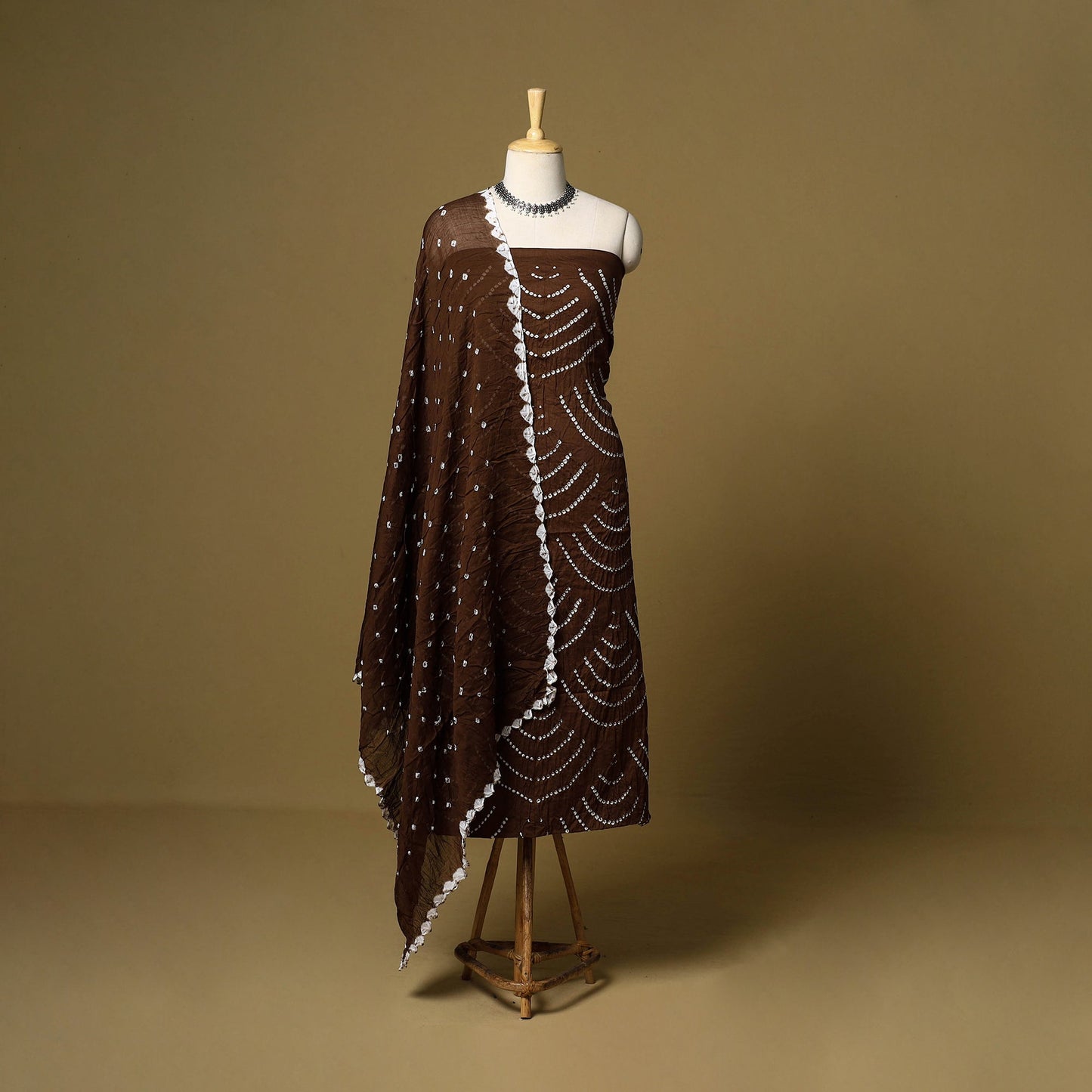 3pc kutch tie-dye satin cotton unstitched bandhani dress