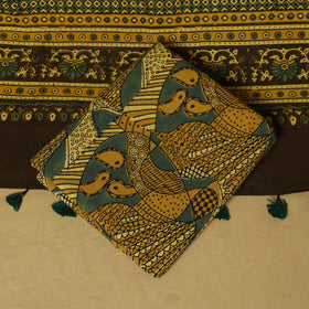 Brown - 3pc natural dyed cotton unstitched dress material