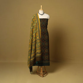 Brown - 3pc natural dyed cotton unstitched dress material