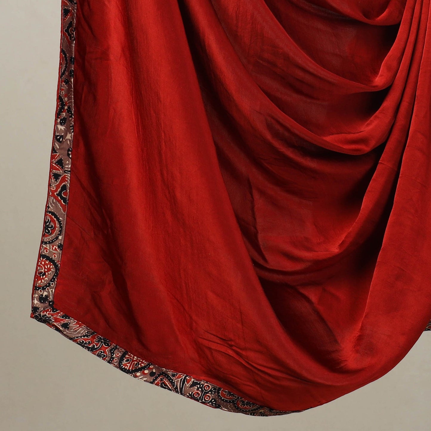 3pc Brown Natural Dyed Modal Silk Ajrakh Print Kurta Material Set