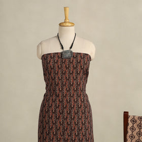Brown 3pc Block Print Natural Dyed Ajrakh Dress Material