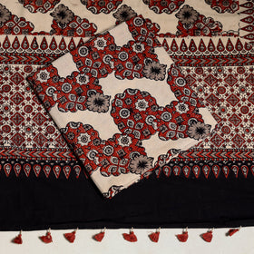 Brown 3pc Block Print Natural Dyed Ajrakh Dress Material