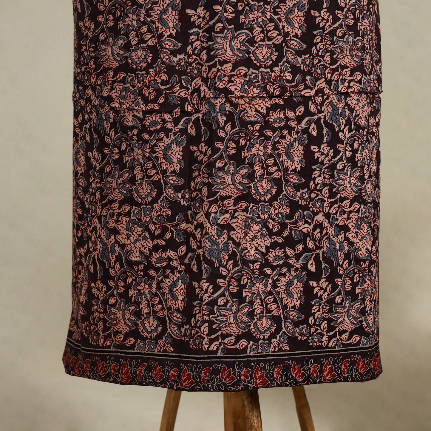 Brown 3pc Block Print Natural Dyed Ajrakh Dress Material