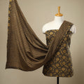 3pc Brown Natural Dyed Ajrakh Print Kurta Material Set