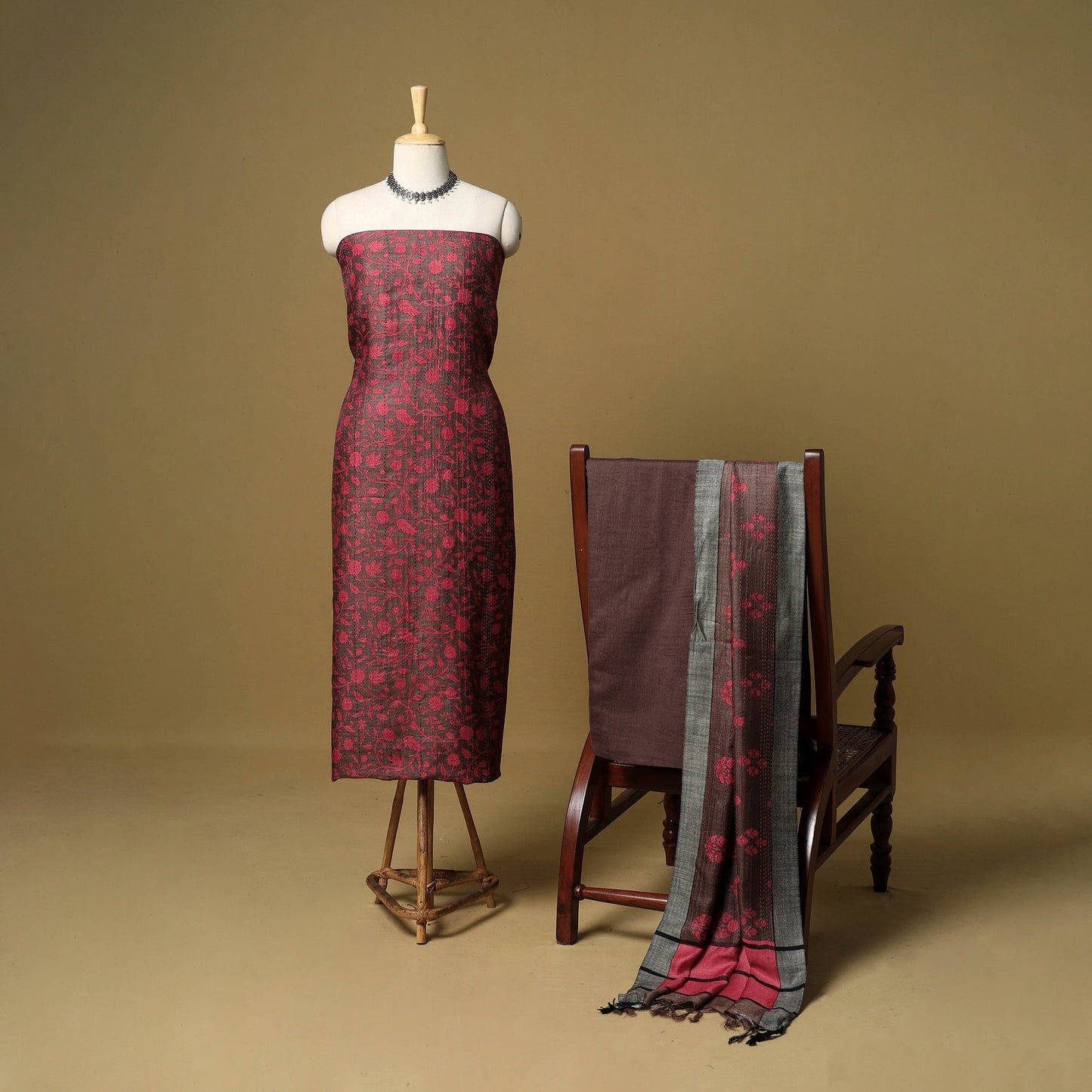 3pc pashmina wool handloom unstitched sanganeri dress