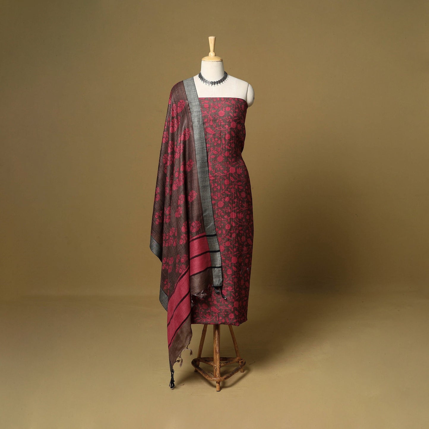 3pc pashmina wool handloom unstitched sanganeri dress
