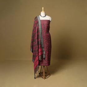 3pc pashmina wool handloom unstitched sanganeri dress