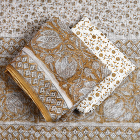 3pc Brown Sanganeri Block Print Kota Cotton Dress Material