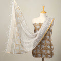 3pc Brown Sanganeri Block Print Kota Cotton Dress Material