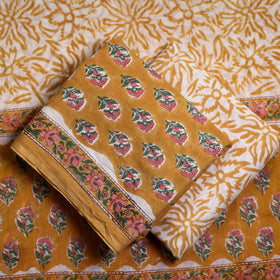  3pc Sanganeri Block Printed Cotton Suit Material Set Onine 