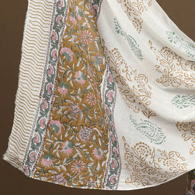 Buy Brown 3pc Sanganeri Block Print Cotton Dress Material