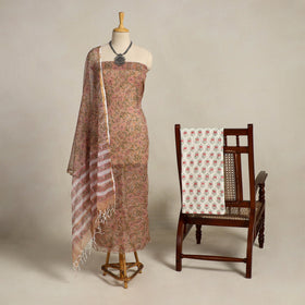 Buy 3pc Sanganeri Block Print Kota Cotton Dress Material