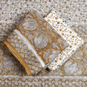 3pc Brown Sanganeri Block Print Kota Cotton Dress Material