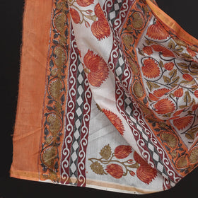 Brown - 3pc Sanganeri Block Printed Chanderi Silk Suit Material Set