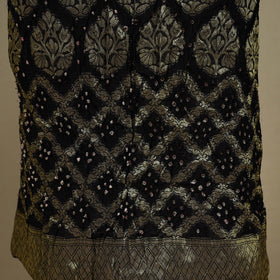 Brown - 3pc Tie-Dye Heavy Zari Work Unstitched Bandhani Dress Material