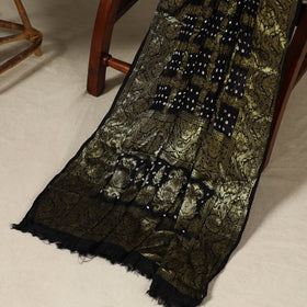 Brown - 3pc Tie-Dye Heavy Zari Work Unstitched Bandhani Dress Material