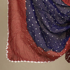 Buy 3pc Tie & Dye Satin Cotton Brown Bandhani Dress Material