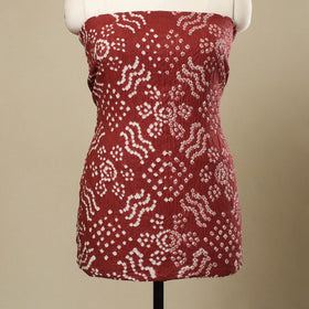 Buy 3pc Tie & Dye Satin Cotton Brown Bandhani Dress Material