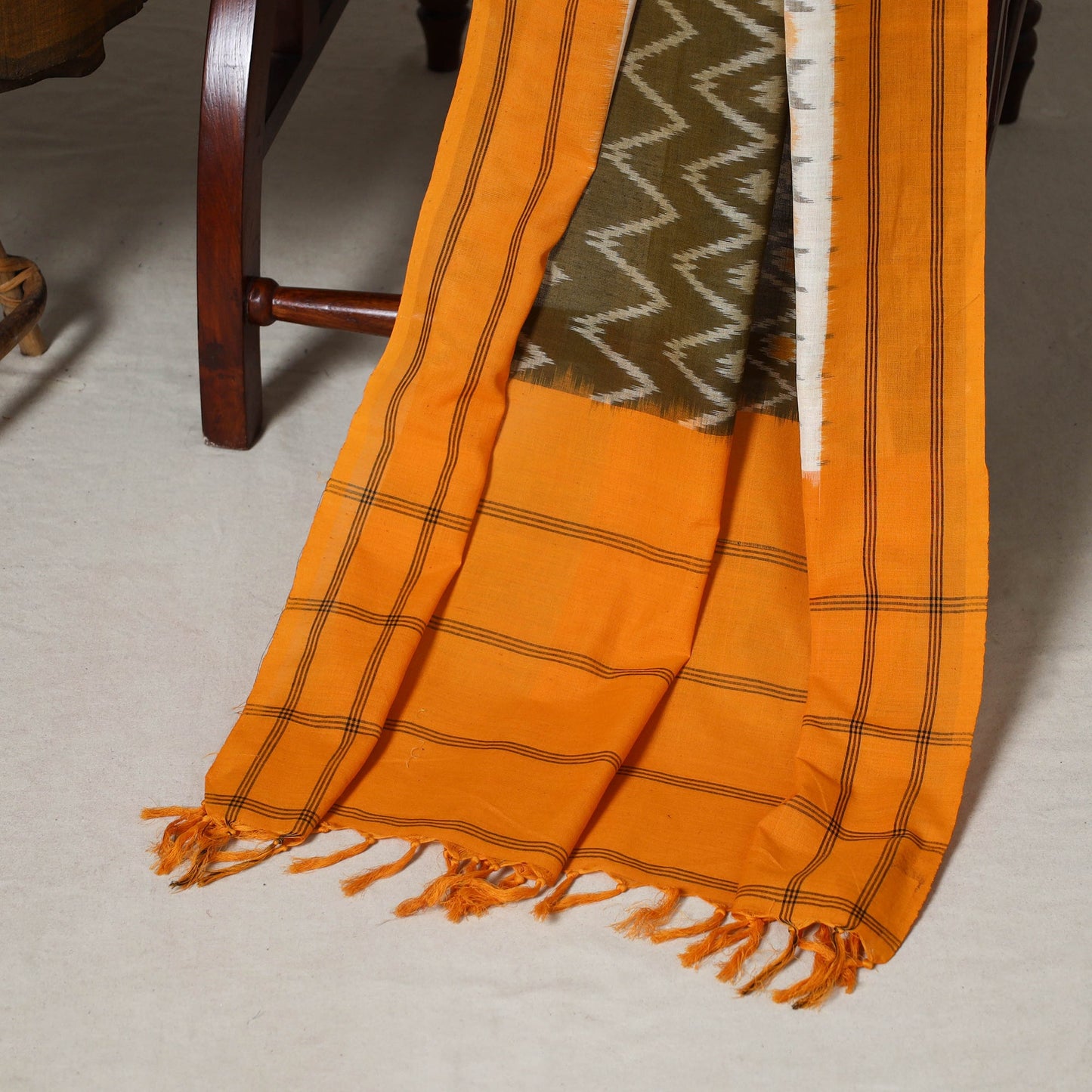 Brown - 3pc unstitched plain dress material with jewellery