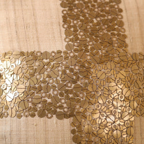 Brown - Aari Embroidery Sequin Work Mercerised Ghicha Silk Cushion Cover (16 x 16 in)