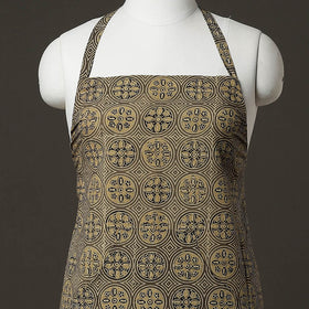 Brown Ajrakh Block Printed Cotton Apron with Pocket 