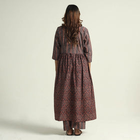 Brown - printed cotton kurta with palazzo set - handcrafted