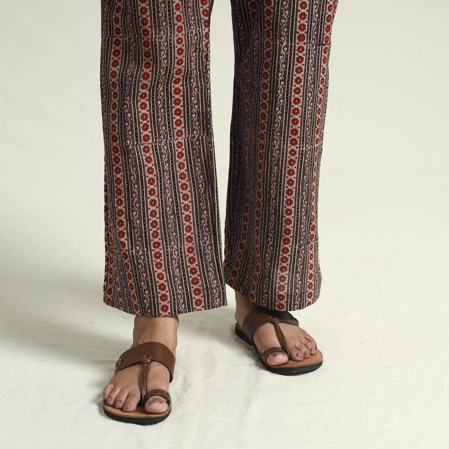 Brown - printed cotton kurta with palazzo set - handcrafted