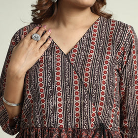 Brown - printed cotton kurta with palazzo set - handcrafted
