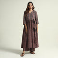 Brown - printed cotton kurta with palazzo set - handcrafted