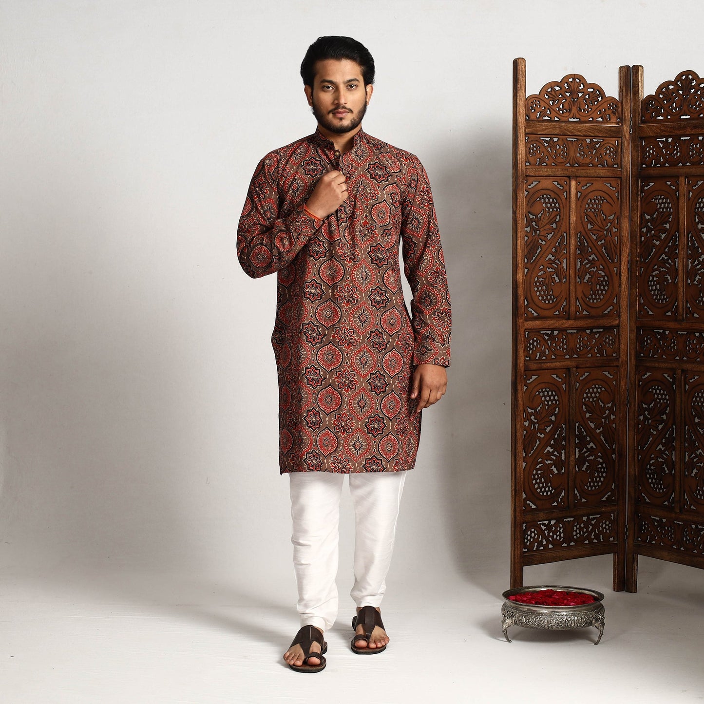 Ajrakh Men Long Kurta

