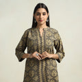 Brown - ajrakh block printed cotton straight kurta