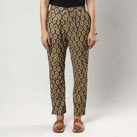 Buy Brown Ajrakh Block Printed Cotton Tapered Casual Pant for Women Online at iTokri.com