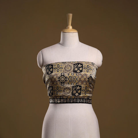 Printed modal silk blouse piece with lace work 27
