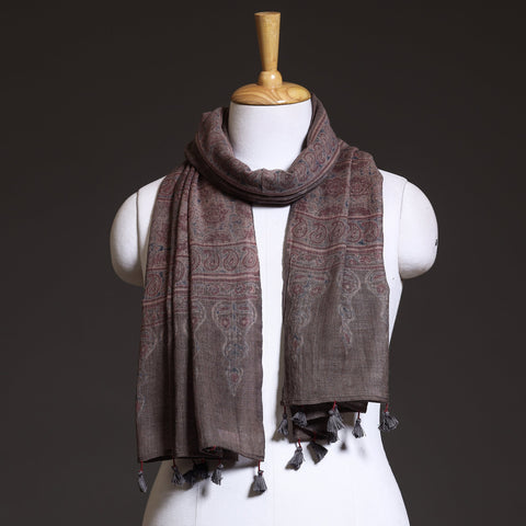  Ajrakh Block Printed Pure Woolen Stole 