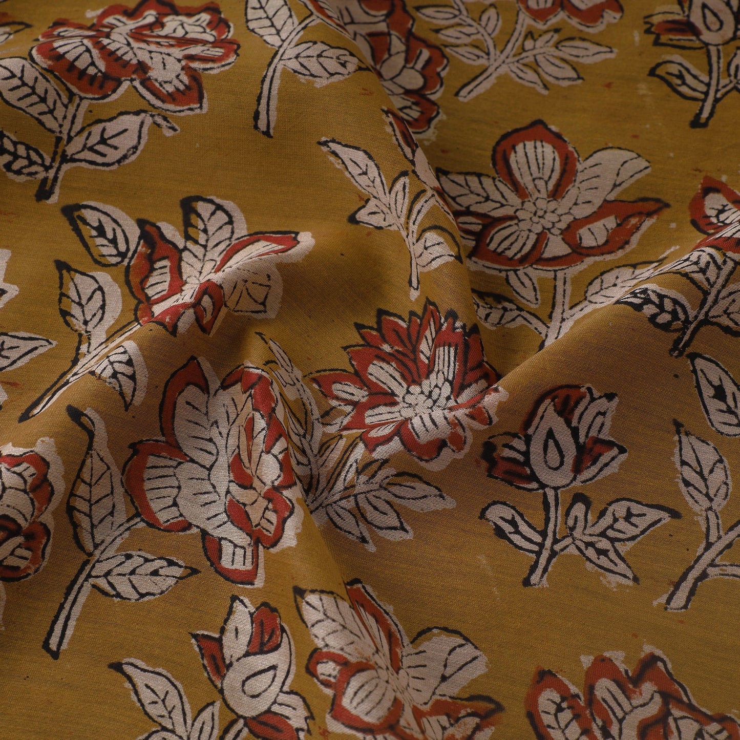 Ajrakh Dabu Bagru Block Print Handloom Chanderi Silk Fabric