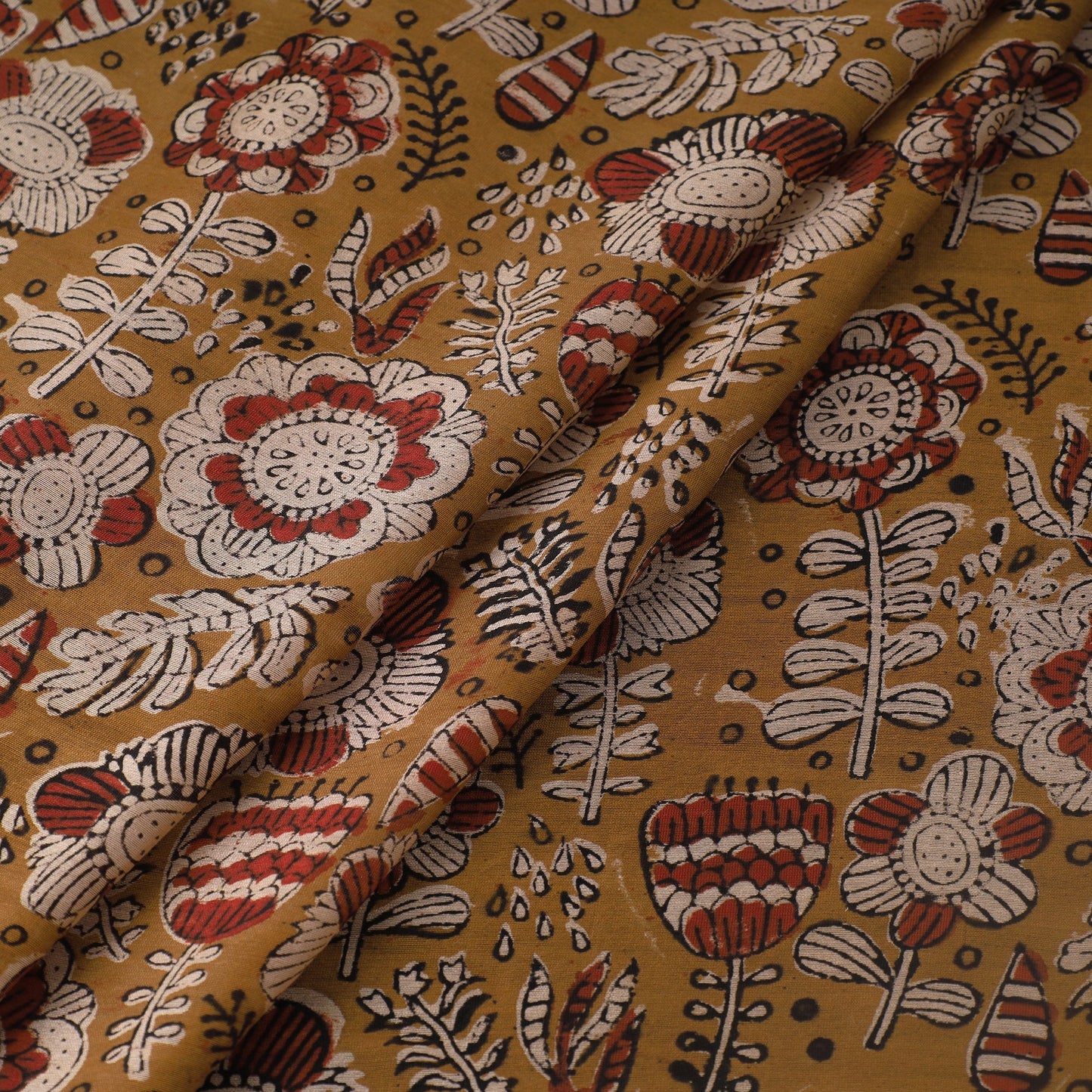 Ajrakh Dabu Bagru Block Print Handloom Chanderi Silk Fabric