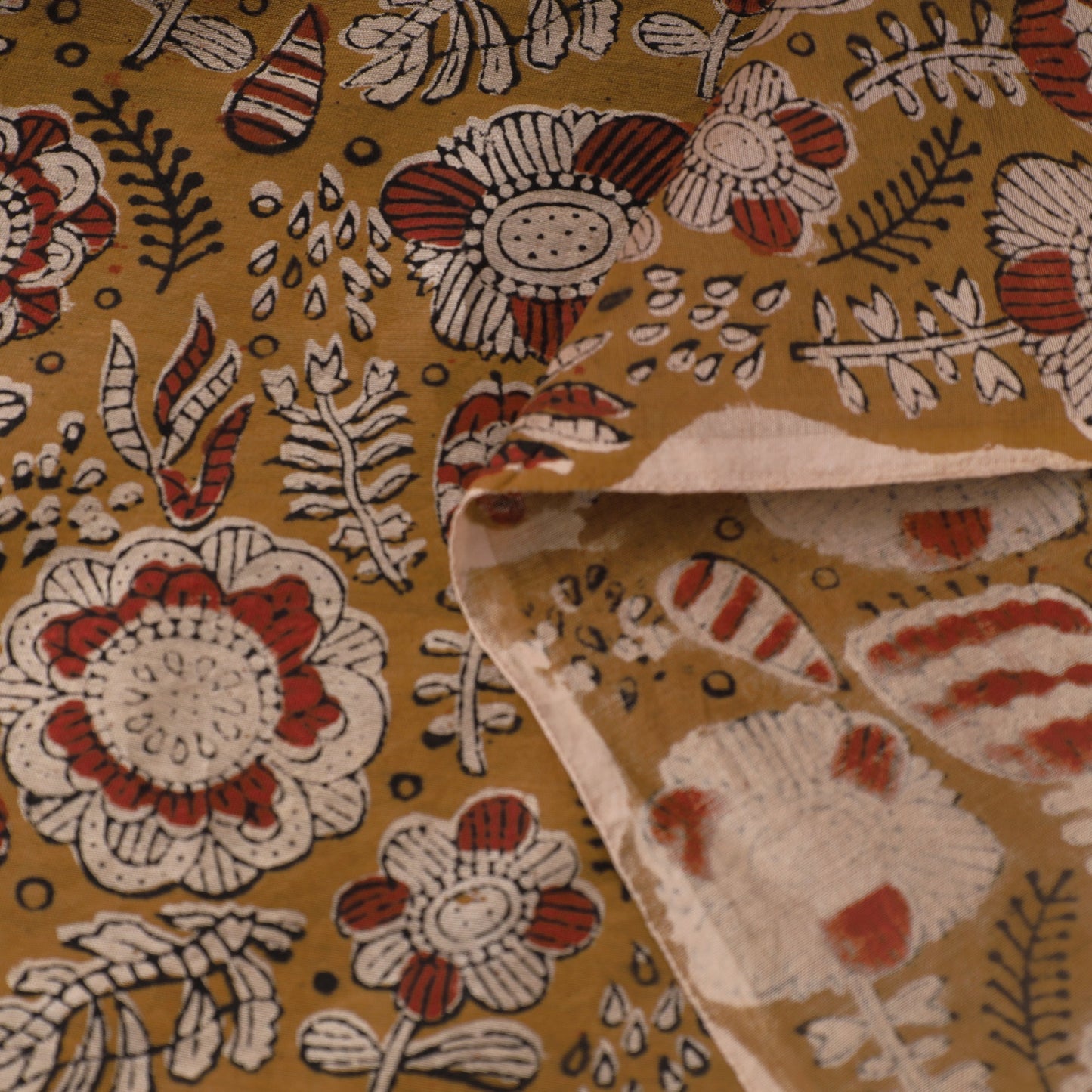 Ajrakh Dabu Bagru Block Print Handloom Chanderi Silk Fabric