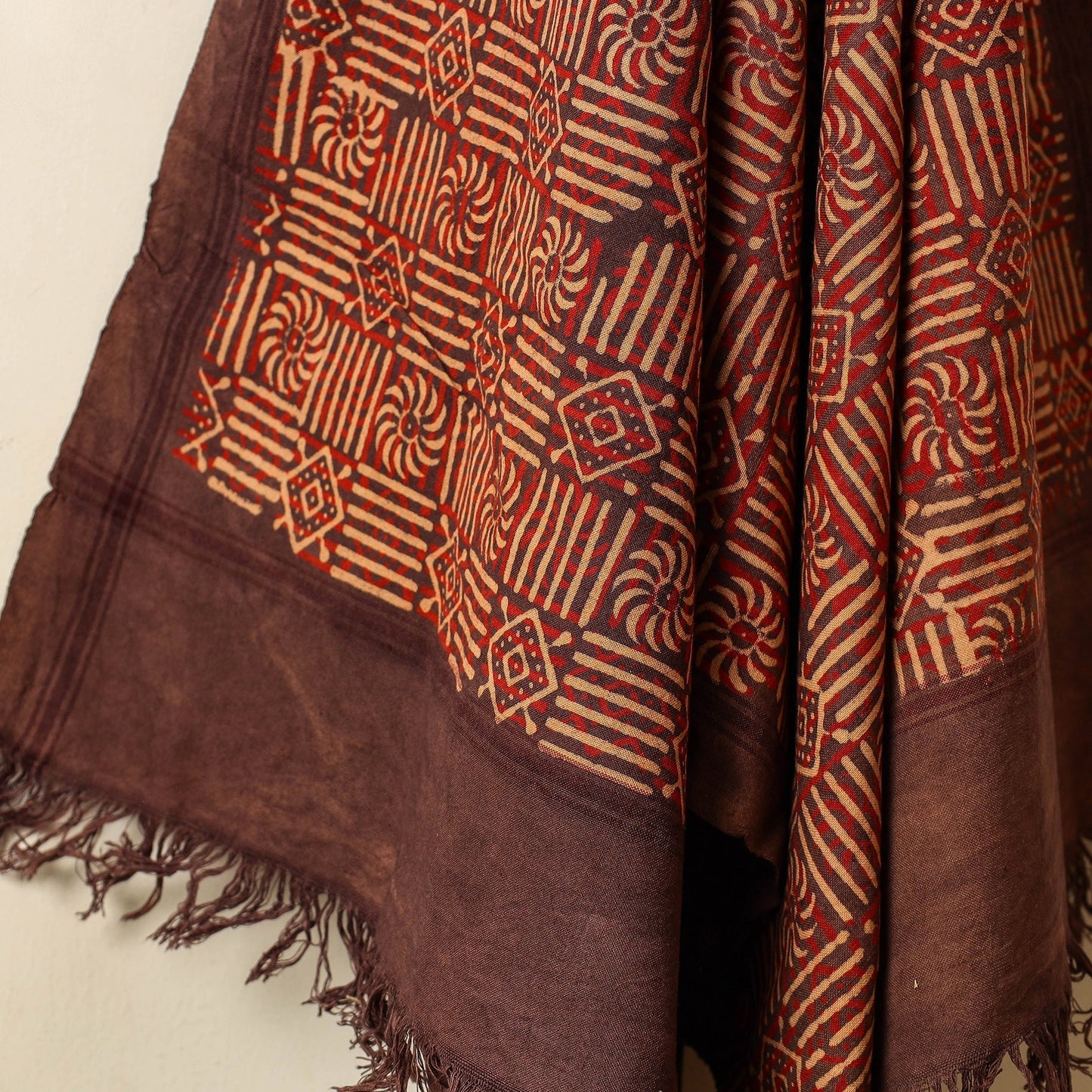 Brown Block Print Cotton Ajrakh Handloom Towel