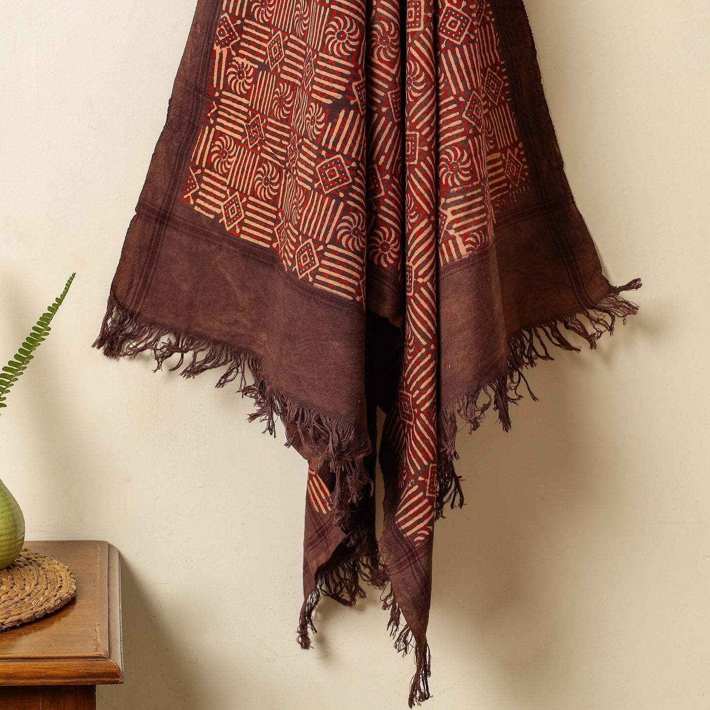 Brown Block Print Cotton Ajrakh Handloom Towel