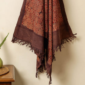 Brown Block Print Cotton Ajrakh Handloom Towel