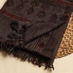 Brown Block Print Cotton Ajrakh Handloom Towel